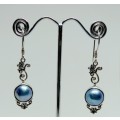 925 STERLING SILVER TURQUOISE MABE PEARL DROP EARRINGS