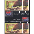 Namibia 1997 Guineafowl Booklets x 4 - 2 showing ` AIM` printing error variety ( 2 mint and 2 used)