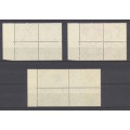 S.W.A. 1939 Hugenots Superb Sheet Number Blocks set of 3 ! Great Item