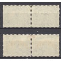 1935 CC 26b Dull Gold & Green 1 1/2d Official Pairs MLH x 2 - CV R 1600