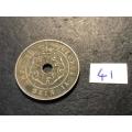 1941 Holed Rhodesian 1 penny coin - King George VI