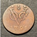 Excellent 1791 VOC 1 duit coin