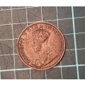 Nice 1932 SA 1 penny coin - Scratch on head
