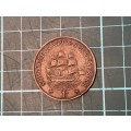 Nice 1932 SA 1 penny coin - Scratch on head