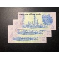 Set of 3 Crisp UNC in sequence 2 Rand banknotes - 1984 GPC de Kock 3rd issue