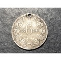 1896 ZAR 6 pence silver coin