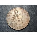 1931 British 1 penny coin - nice condition