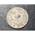1948 SA silver 6 pence coin