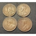 Set of 4 1935 George V 1 penny coins - price is per coin