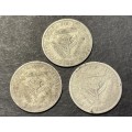 Lot of 3 1929 SA Silver 3 Pence coins - Price is per coin