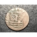 RARE Error 1790s VOC 1 Duit coin - Large Double struck error