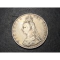 Very Scarce 1887 Victorian Silver 4 shillings (Double florin) coin - Only 483,300 minted!