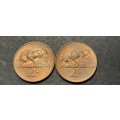 Set of 2 1966 RSA 2 cent coins