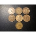 1945 King George VI South African 1 penny bronze coin - 7x Available - lot 1 of 1