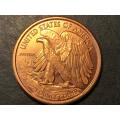 Excellent American 1 oz (One ounce) Copper bullion rounds - Walking Liberty design