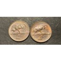 Set of 2 nice 1968 RSA 2 cent coins