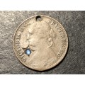 Rare and Unusual 1874 British farthing (1/4 penny) coin set with an unknown blue GEMSTONE
