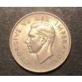 Very nice a/UNC 1942 SA silver 2 shilling coin