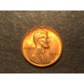 Brilliant Red 1954 S USA `Wheat penny` 1 cent coin