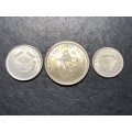 Very high grade Silver coin type set - 1960 1 shilling, 1964 5 cent, 1956 tickey