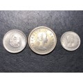 Very high grade Silver coin type set - 1960 1 shilling, 1964 5 cent, 1956 tickey