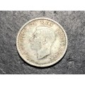 SILVER 1944 King George VI South African 6 pence (6d) coin