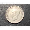 SILVER 1947 King George VI South African 6 pence (6d) coin