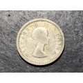 SILVER 1953 Queen Elizabeth II South African 6 pence (6d) coin