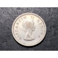 SILVER 1957 Queen Elizabeth II South African 6 pence (6d) coin