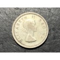 SILVER 1958 Queen Elizabeth II South African 6 pence (6d) coin