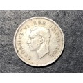 SILVER 1937 King George VI South African 3 pence (Tickey) coin