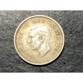 SILVER 1938 King George VI South African 3 pence (Tickey) coin