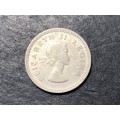 SILVER 1954 Queen Elizabeth II South African 3 pence (tickey) coin
