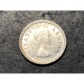 SILVER 1959 Queen Elizabeth II South African 3 pence (tickey) coin - No KG variety