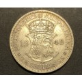Scarce 1945 SA Union 2 ½ shillings (half crown) silver coin - Only 183,406 minted