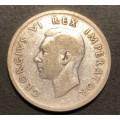 Scarce 1937 SA Union 2 shilling (florin) silver coin