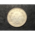 Very Nice 1892 ZAR Kruger Silver 3 pence (tickey) coin - Slightly scratched