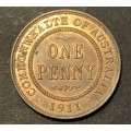 Brilliant AU+/UNC 1911 Australian 1 Penny coin - First year of issue - High Catalogue value