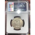 Ultra Rare UNC 1930 Union of South Africa Silver 2 shillings coin - NGC graded MS61!