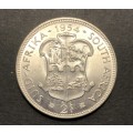 Brilliant AU+/UNC 1954 SA Union Silver 2 Shilling coin