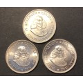 Lot of 3 Brilliant AU+/UNC RSA 1st Decimal Silver 20 cent coins dating 1961,1962,1963.