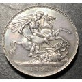 Top quality 1895 Silver British crown coin with excellent toning and surfaces - Queen Victoria