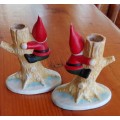 Heirloom Father Christmas Candle Holders