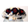 Sterling Silver 925 and Genuine  Garnets -  Ring