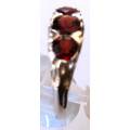 Sterling Silver 925 and Genuine  Garnets -  Ring