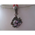 925 Sterling Silver, Marcasite and Amethyst Pendant .