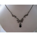 Antiq Style 925 Sterling Silver and Black Onyx Necklace