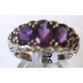 Lovely- 925 Sterling Silver and Amethysts  Ring.