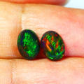 1.43cr.Topnotch Oval cut 8x6 mm Multi Color Play Black Fire Opal [price for both]