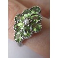 Sterling Silver and Genuine Peridot & Pearl Ring